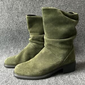 Martino Slouch Boots Women Size 8.5 Green Suede Leather Made In Canada Nubuck